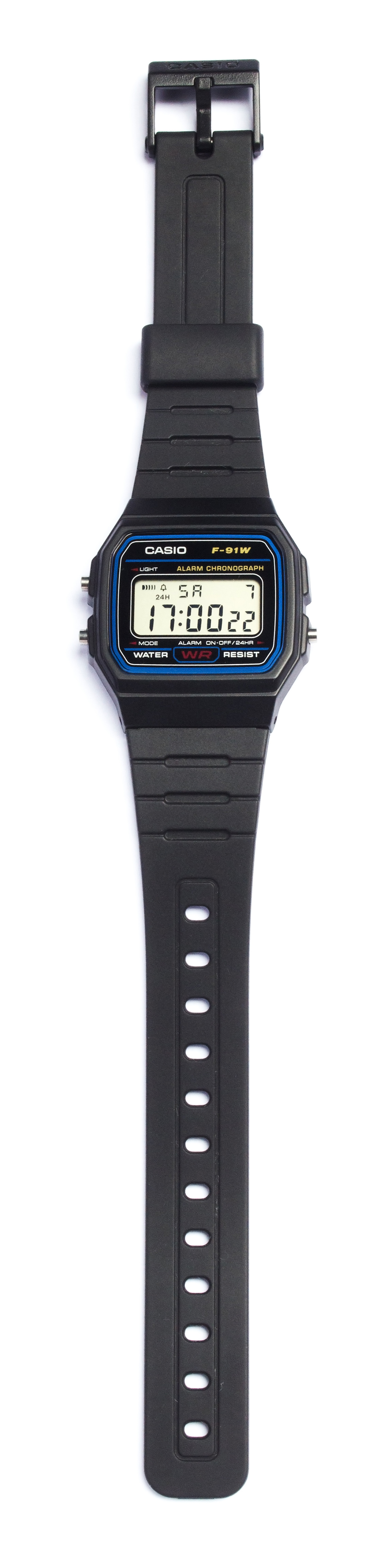 CASIO F-91W-1 shown front-on